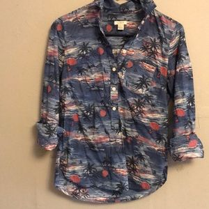 J Crew blue Hawaiian half button down